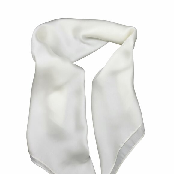 ✨✨Elegant Bandana Square Silky Scarf White Solid Soft Wrap Versatile Shawl Wrap - Picture 2 of 5